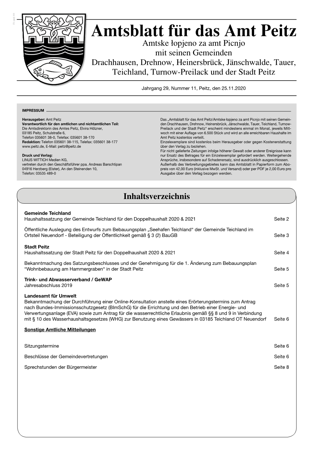 Amtsblatt Für Das Amt Peitz