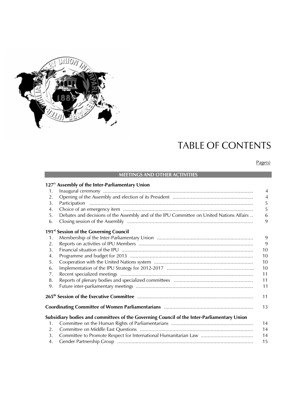 Table of Contents