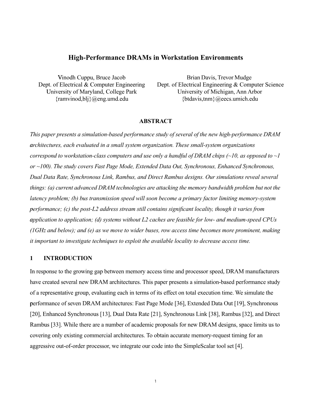 High-Performance Drams in Workstation Environments