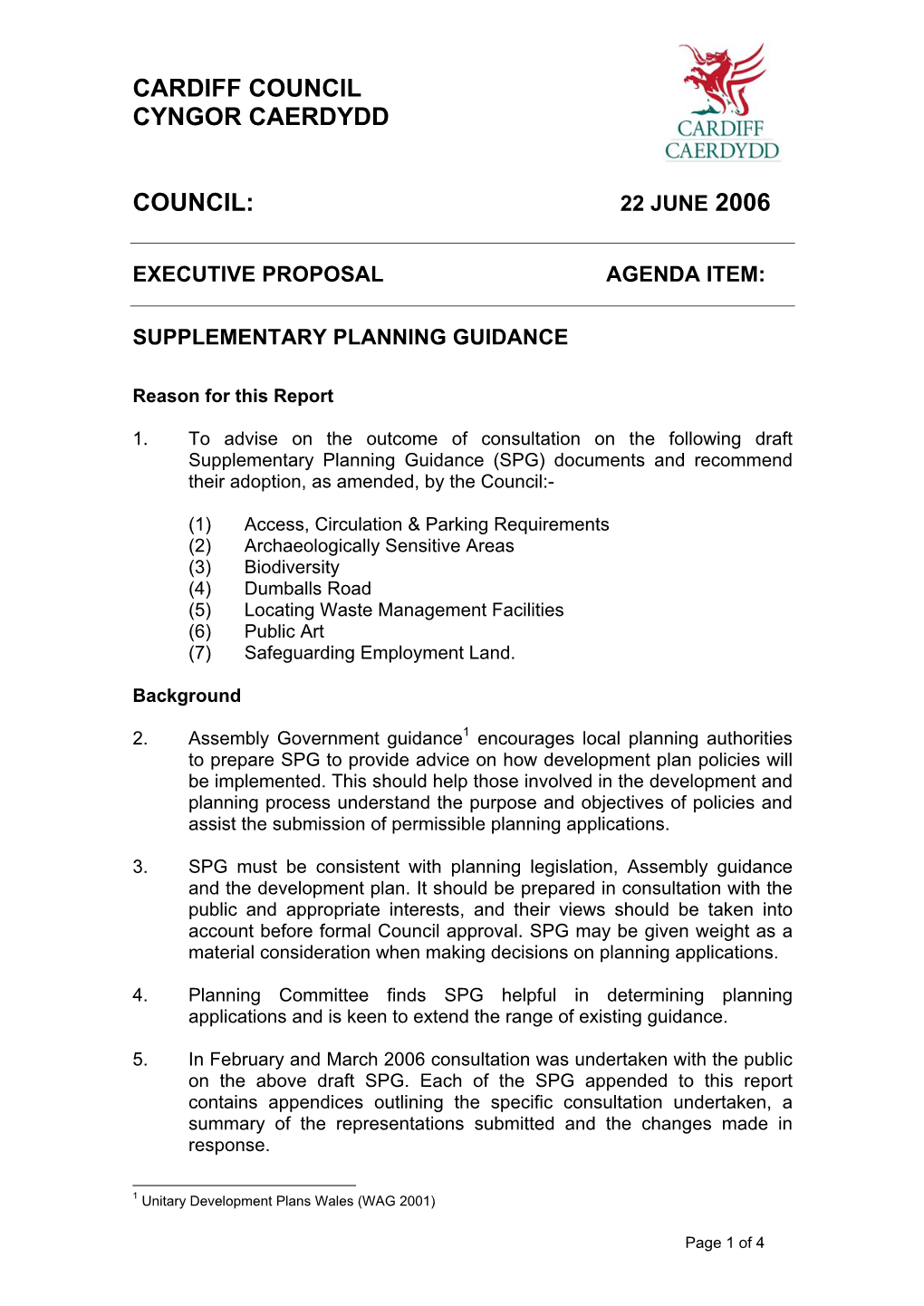 Supplementary Planning Guidance