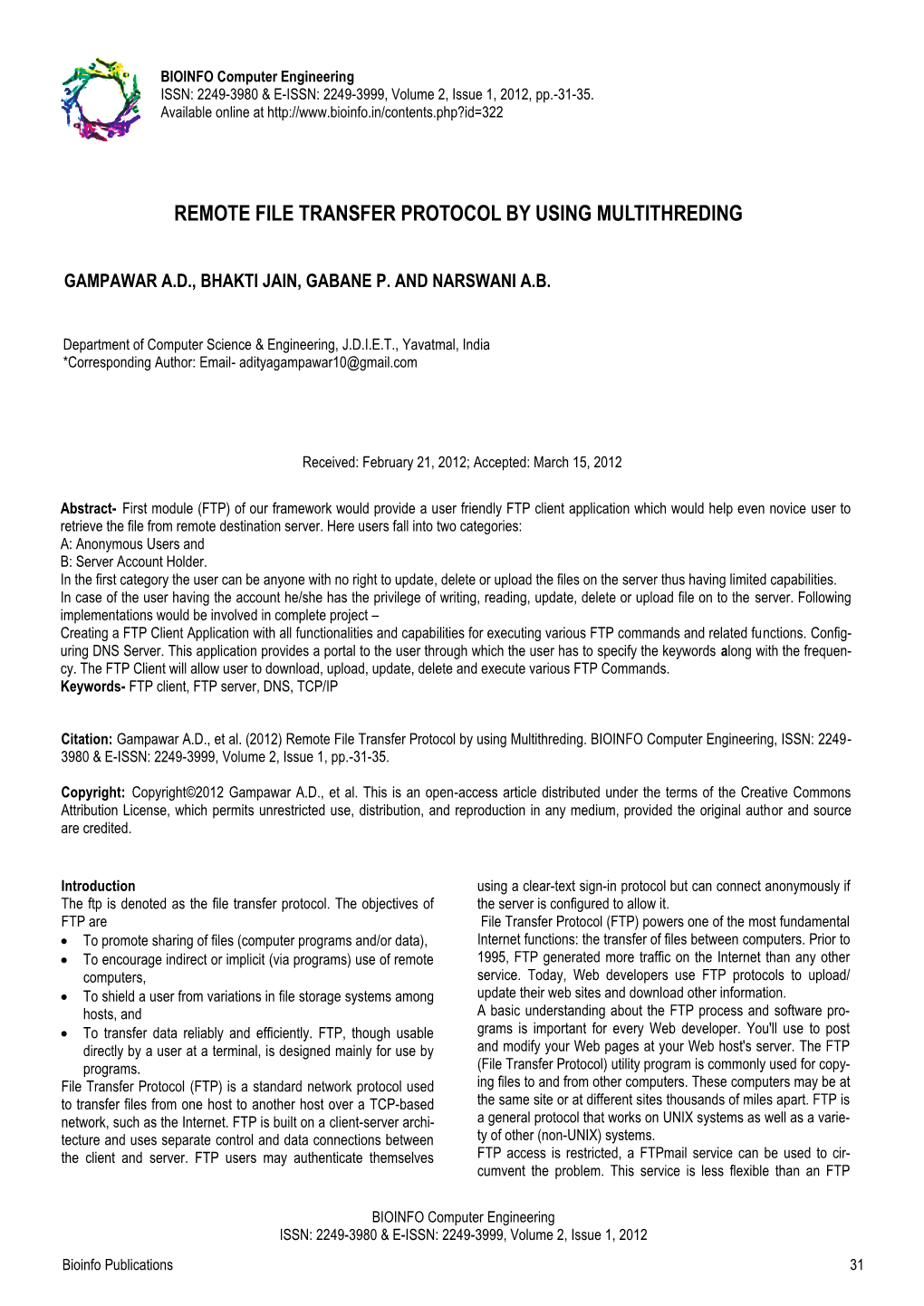 Remote File Transfer Protocol by Using Multithreding