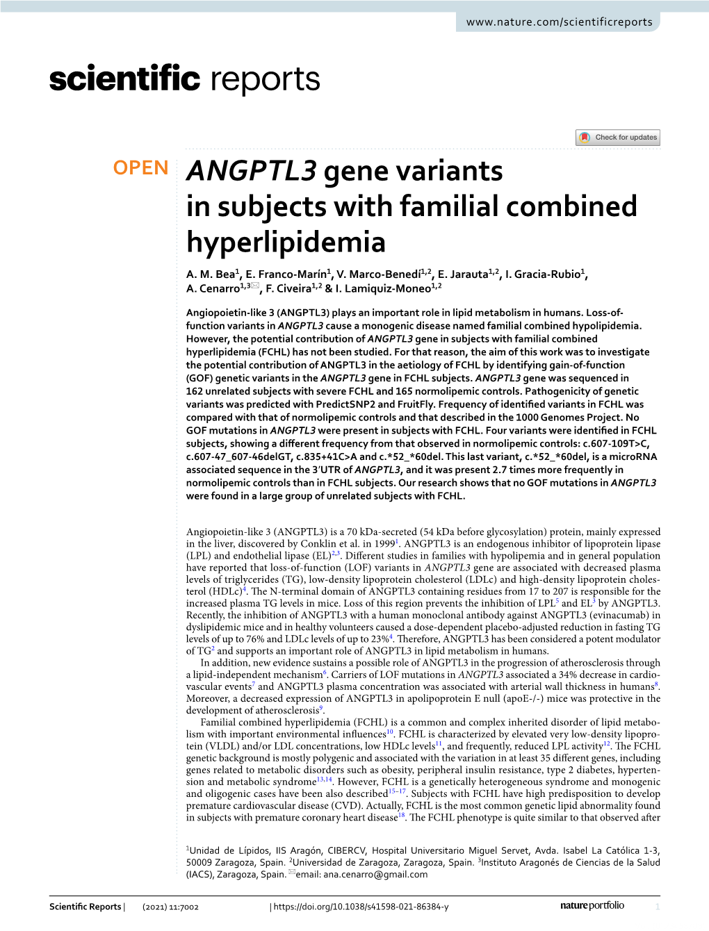 ANGPTL3 Gene Variants in Subjects with Familial Combined Hyperlipidemia A