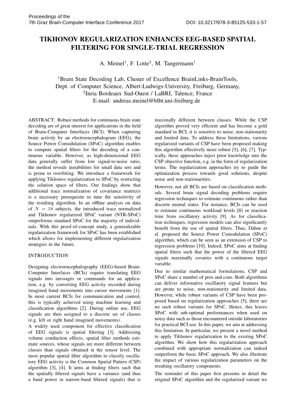 Tikhonov Regularization Enhances Eeg-Based Spatial Filtering for Single-Trial Regression