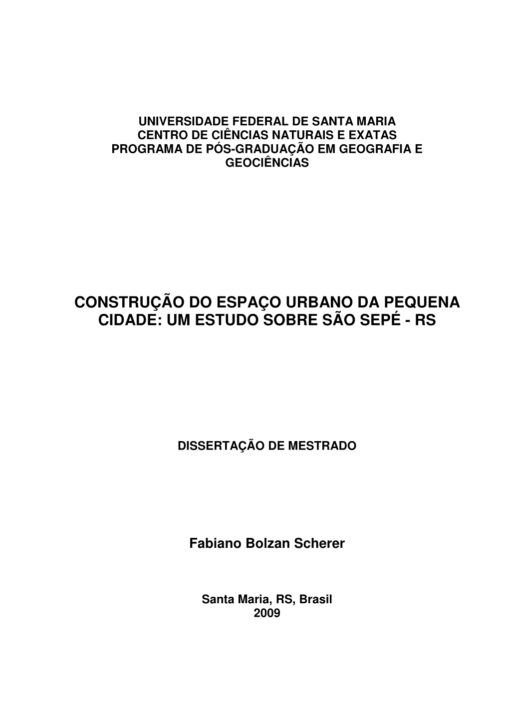 Um Estudo Sobre São Sepé - Rs