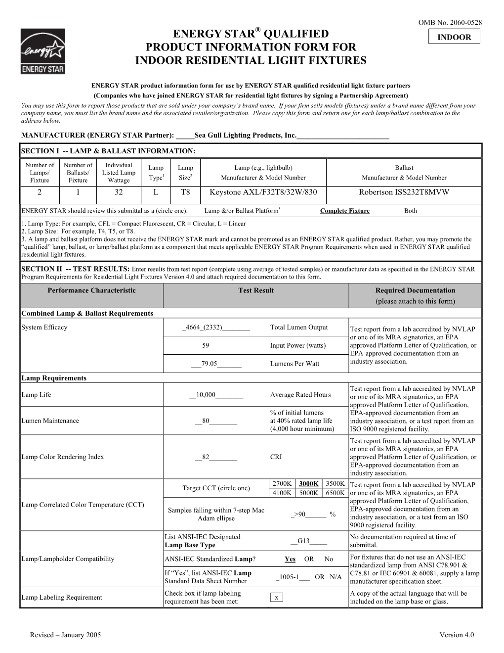 Energy Star Qualified Product Information Form