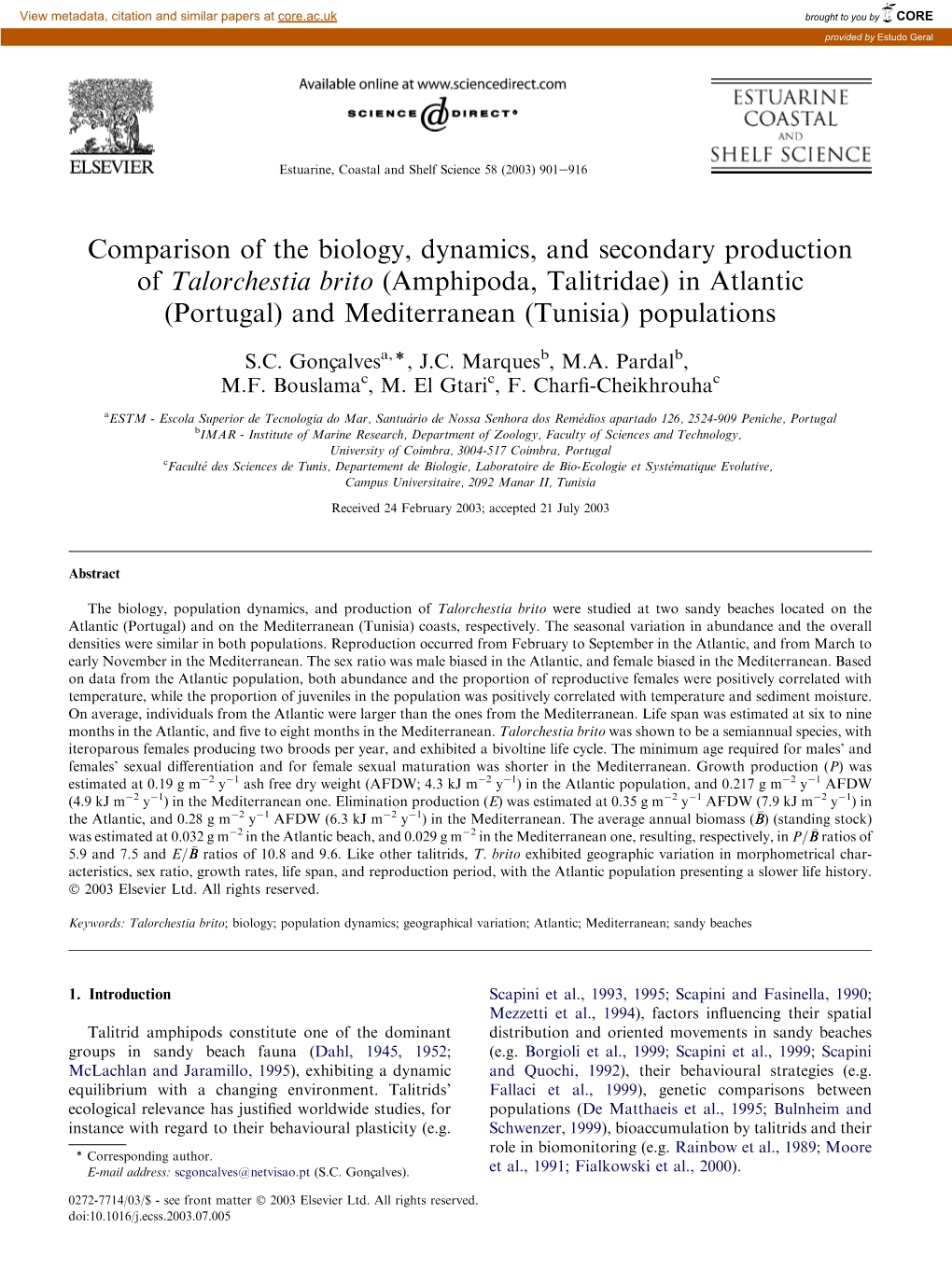 Comparison of the Biology, Dynamics, and Secondary Production Of
