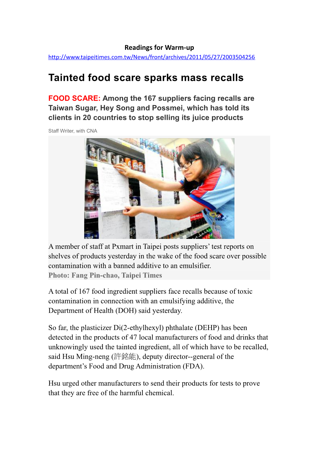 Tainted Food Scare Sparks Mass Recalls