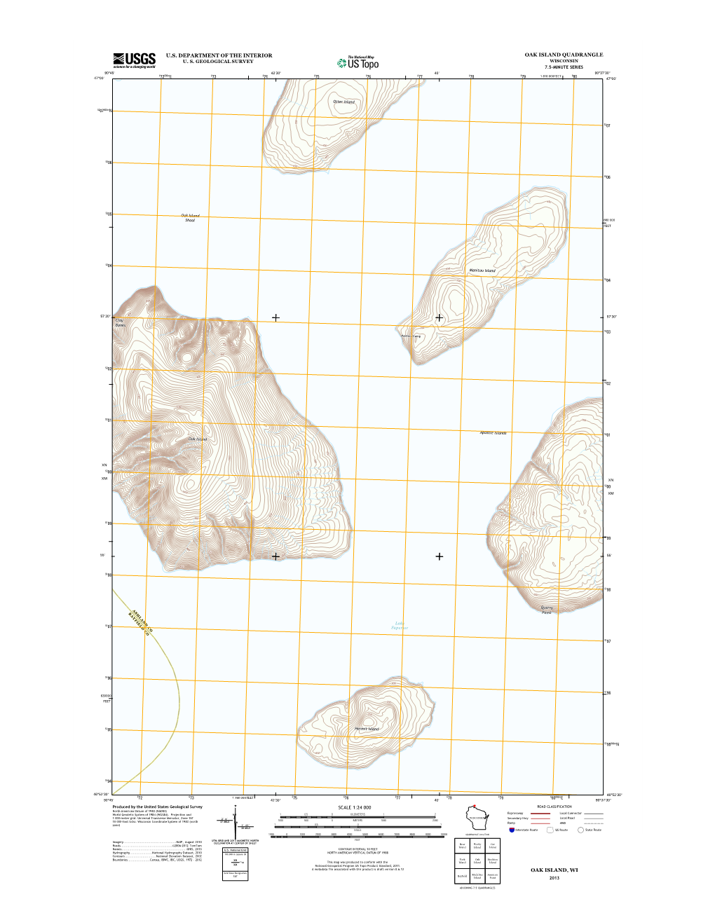 USGS 7.5-Minute Image Map for Oak Island, Wisconsin