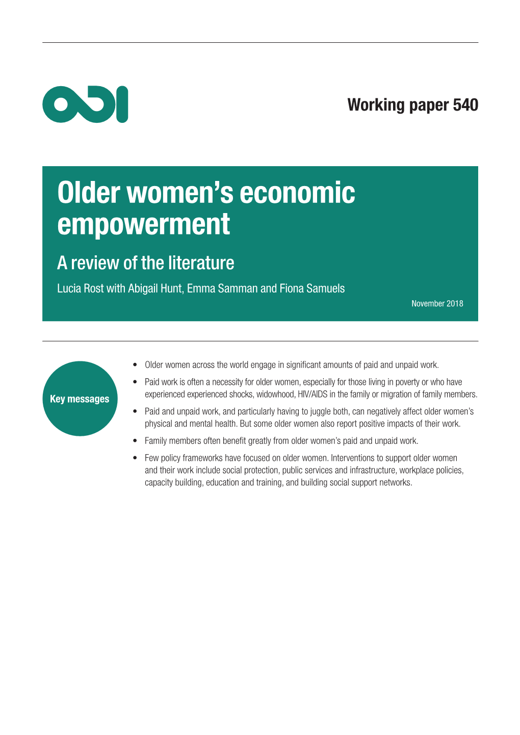 Older Women's Economic Empowerment