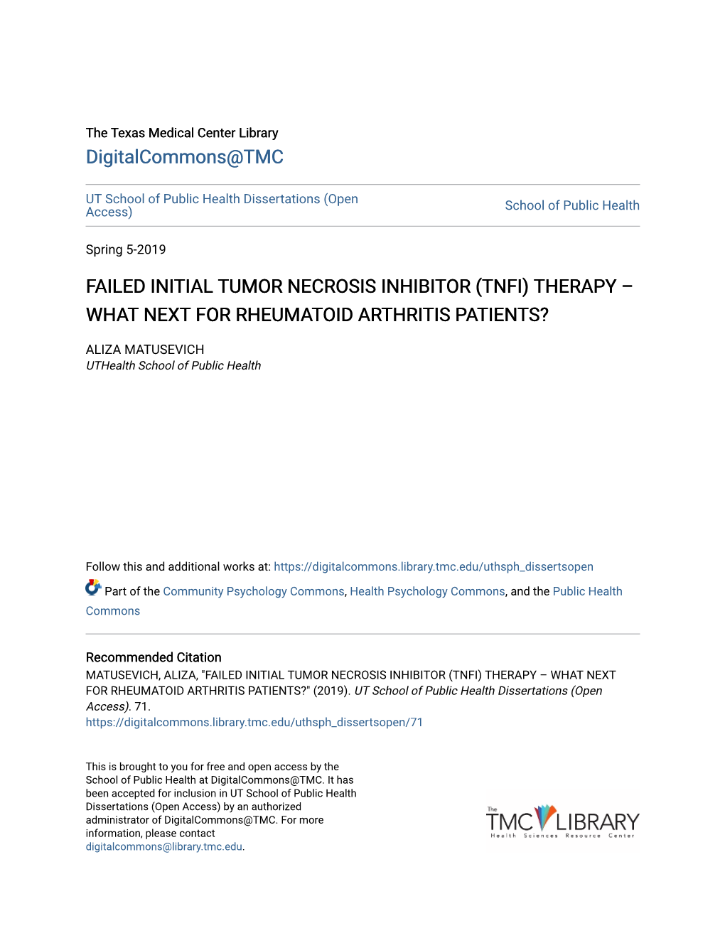 Failed Initial Tumor Necrosis Inhibitor (Tnfi) Therapy – What Next for Rheumatoid Arthritis Patients?