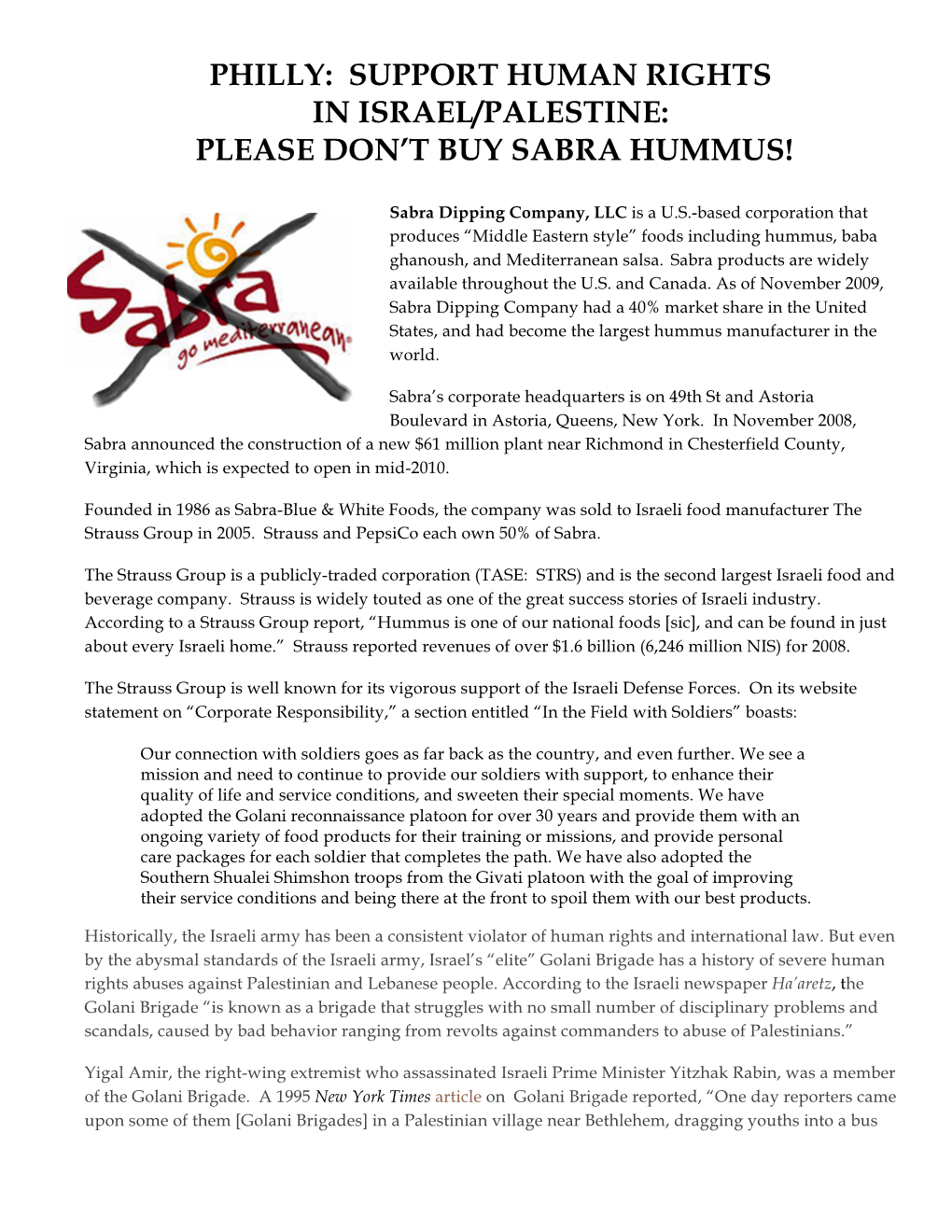 Please Don't Buy Sabra Hummus!