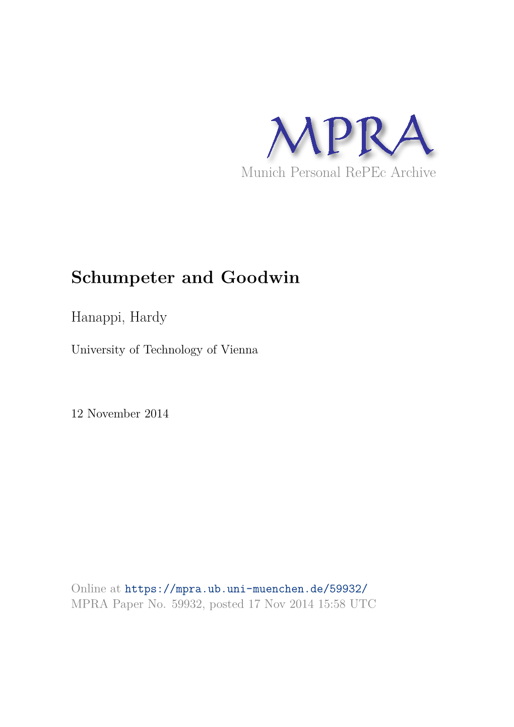 Schumpeter and Goodwin