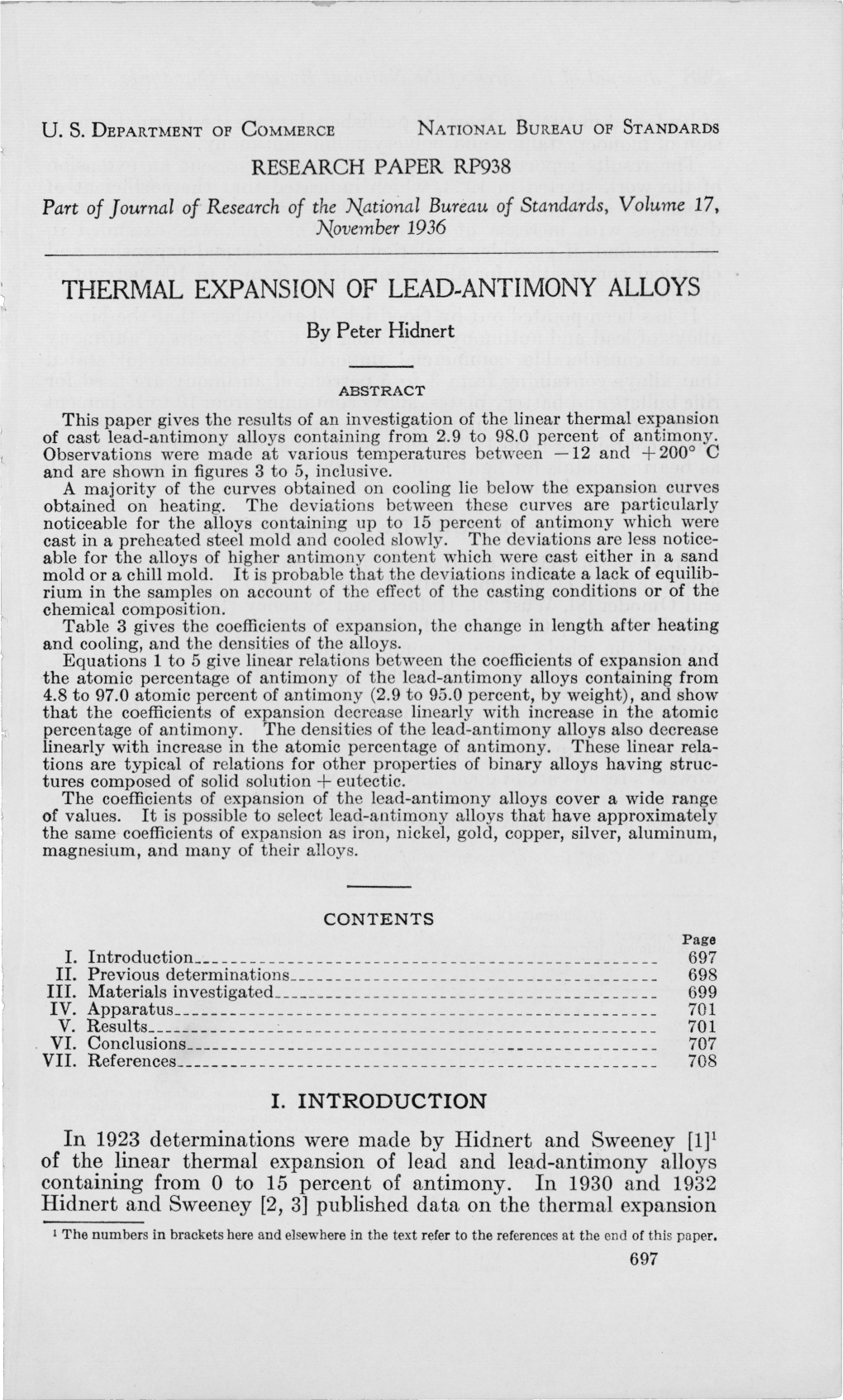 Thermal Expansion of Lead-Antimony Alloys