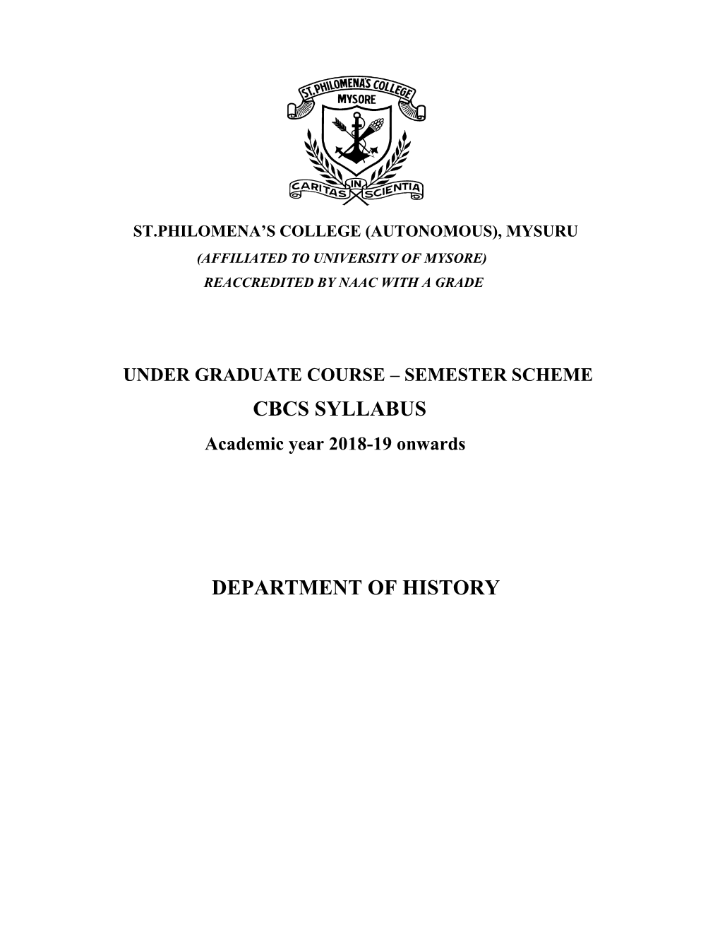 Cbcs Syllabus Department of History