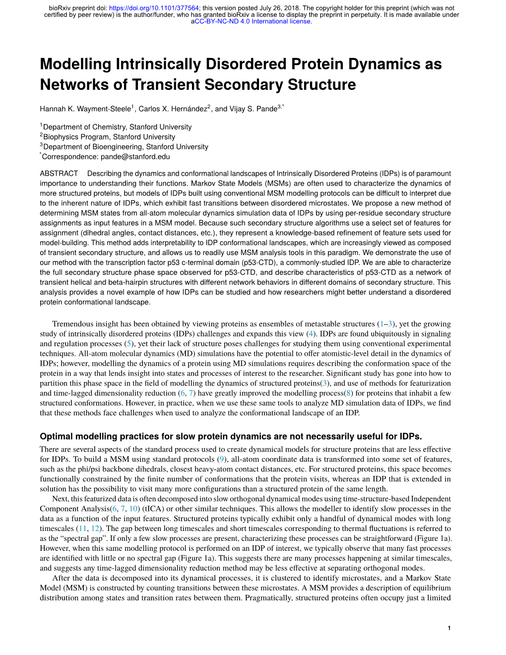 Modelling Intrinsically Disordered Protein Dynamics As Networks of Transient Secondary Structure