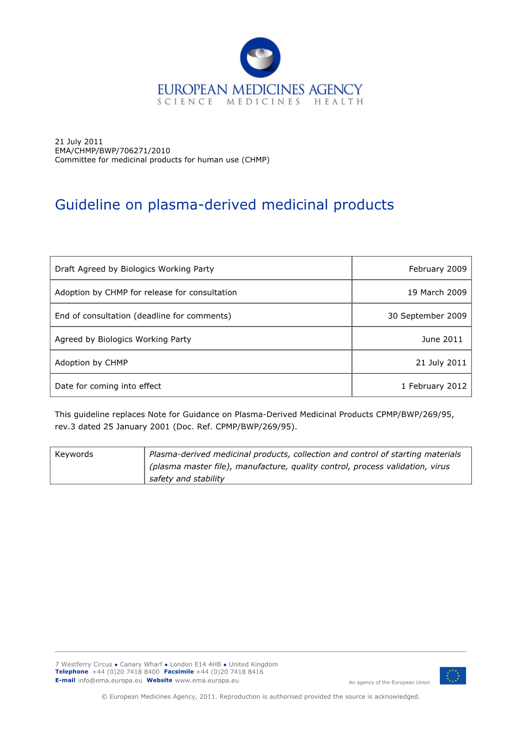 Guideline on Plasma-Derived Medicinal Products