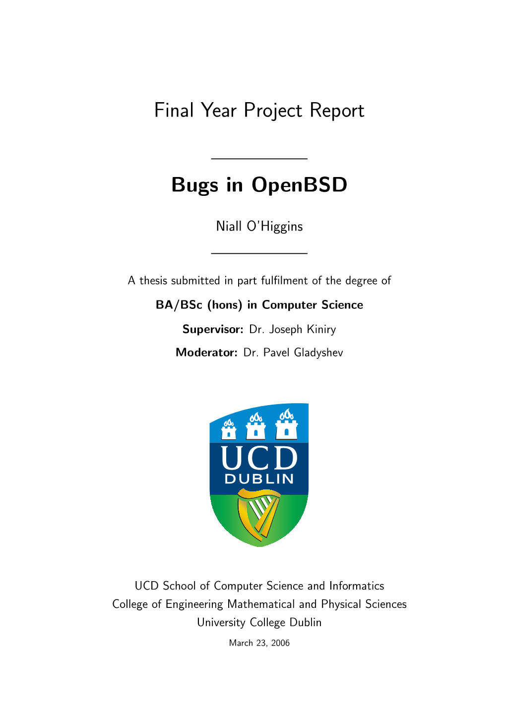 Final Year Project Report Bugs in Openbsd