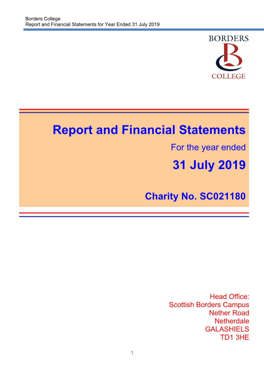 Borders College Financial Statements 2018-19