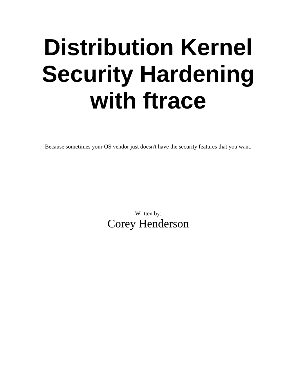 Distribution Kernel Security Hardening with Ftrace