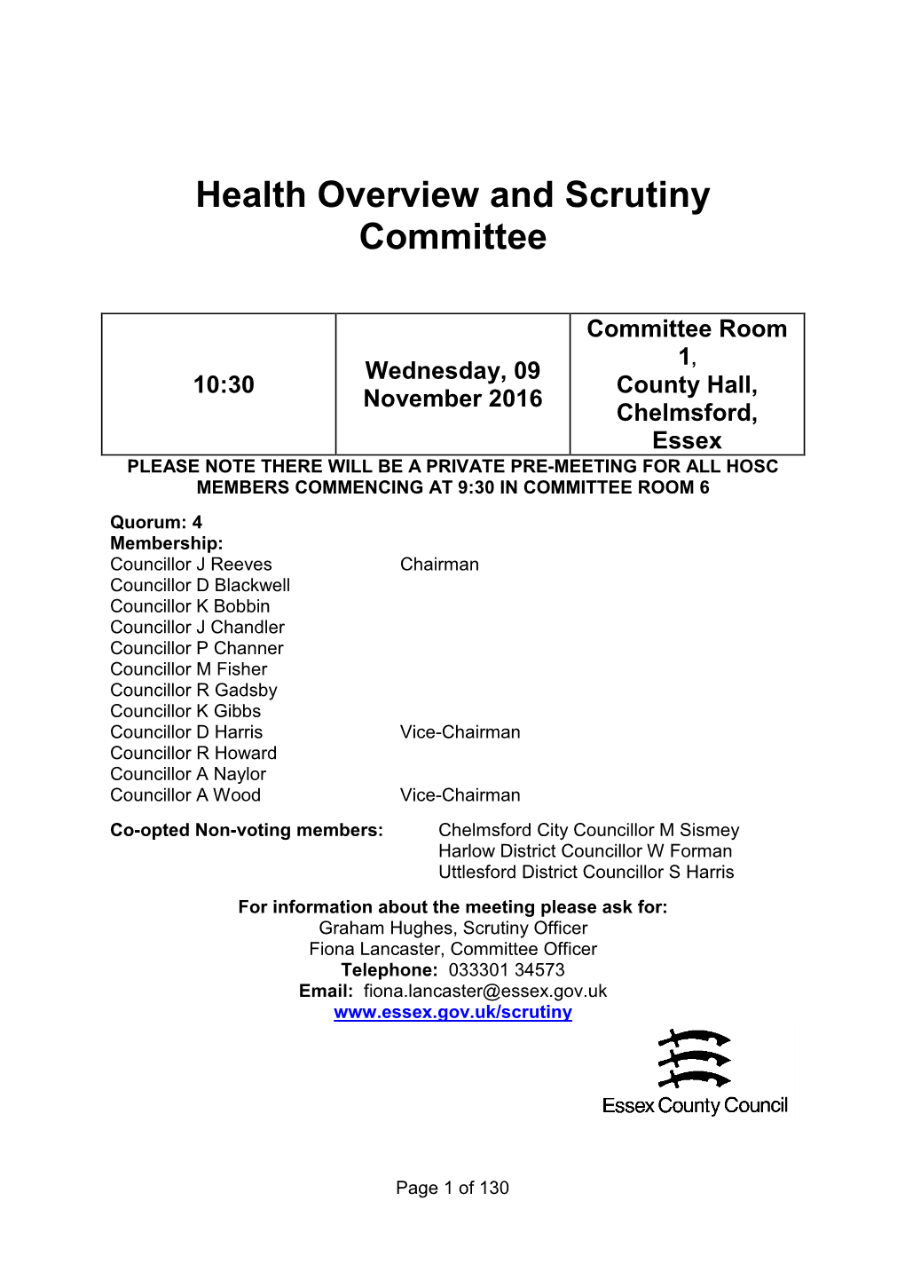 Health Overview and Scrutiny Committee