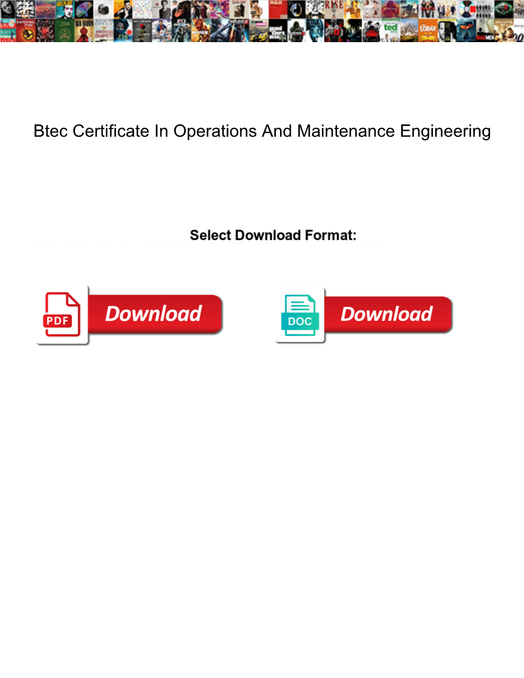 Btec Certificate in Operations and Maintenance Engineering