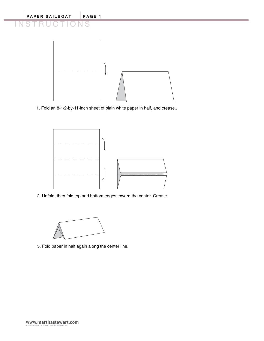 Paper Sailboat Page 1 Instructions