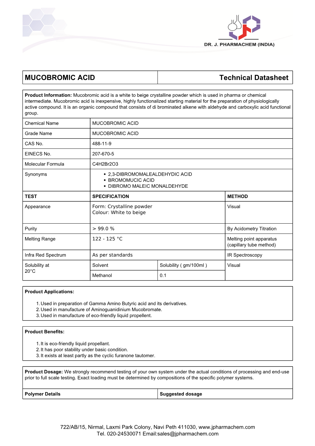 MUCOBROMIC ACID Technical Datasheet
