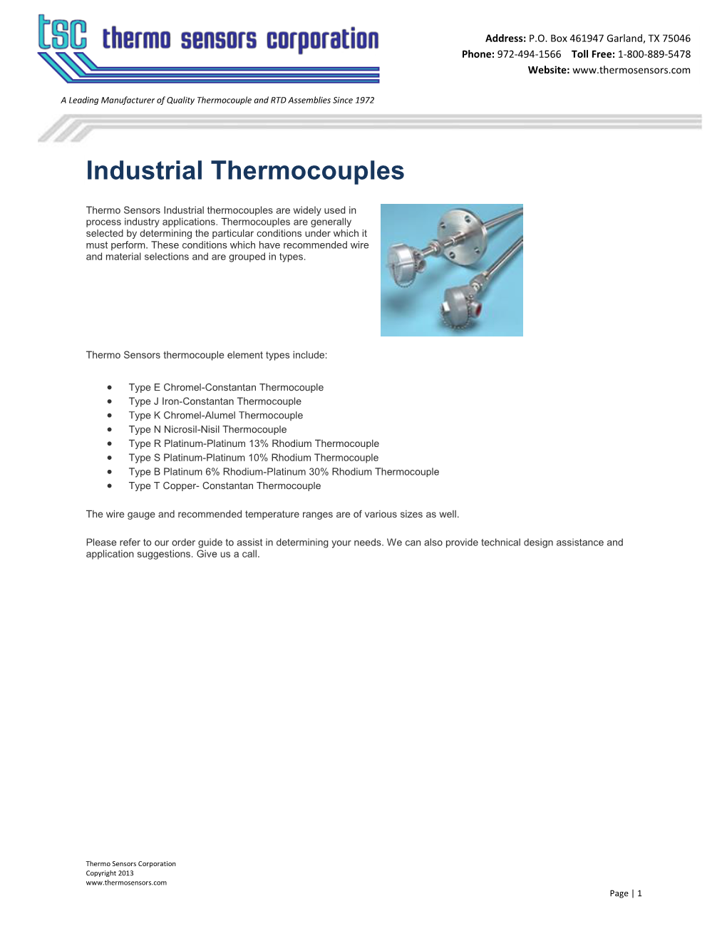 Industrial Thermocouples