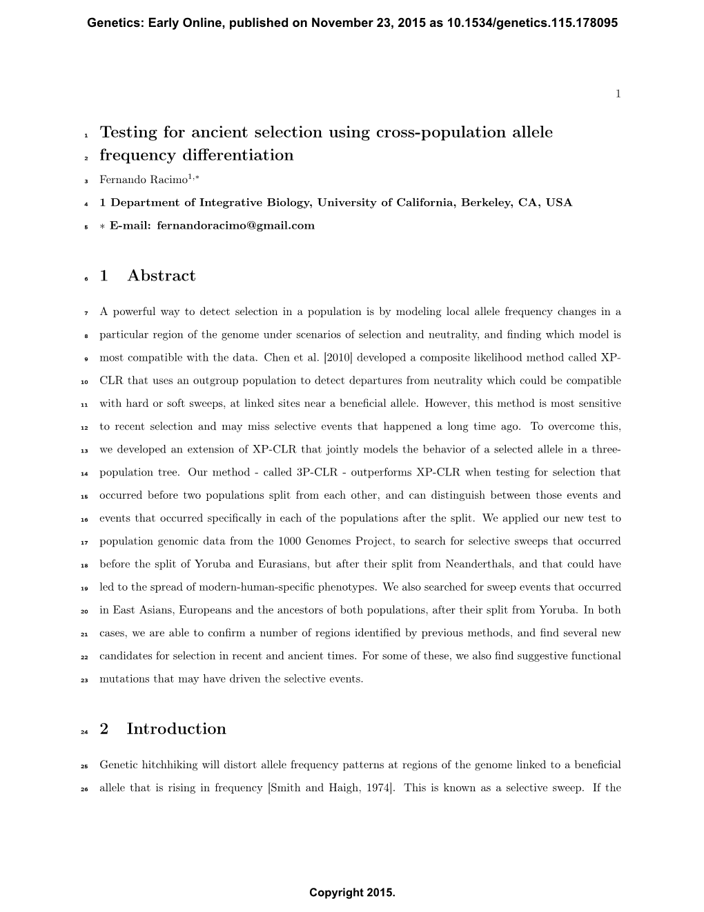 Testing for Ancient Selection Using Cross-Population Allele