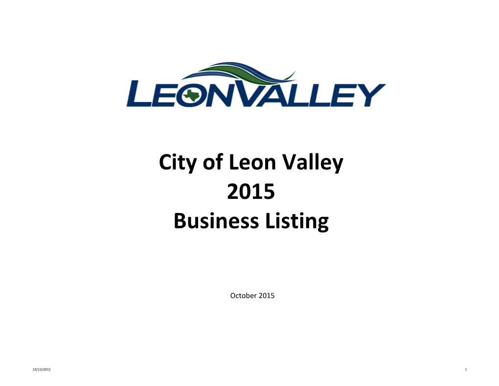 City of Leon Valley 2015 Business Listing