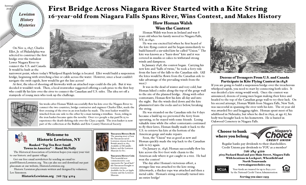 First Bridge Across Niagara River Started with a Kite String