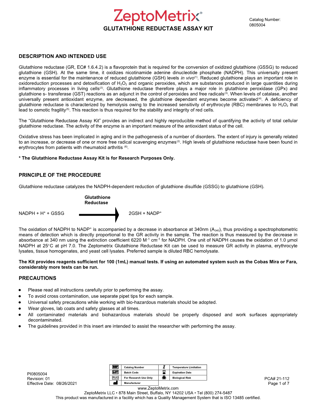 Glutathione Reductase Assay Kit-Pi0805004