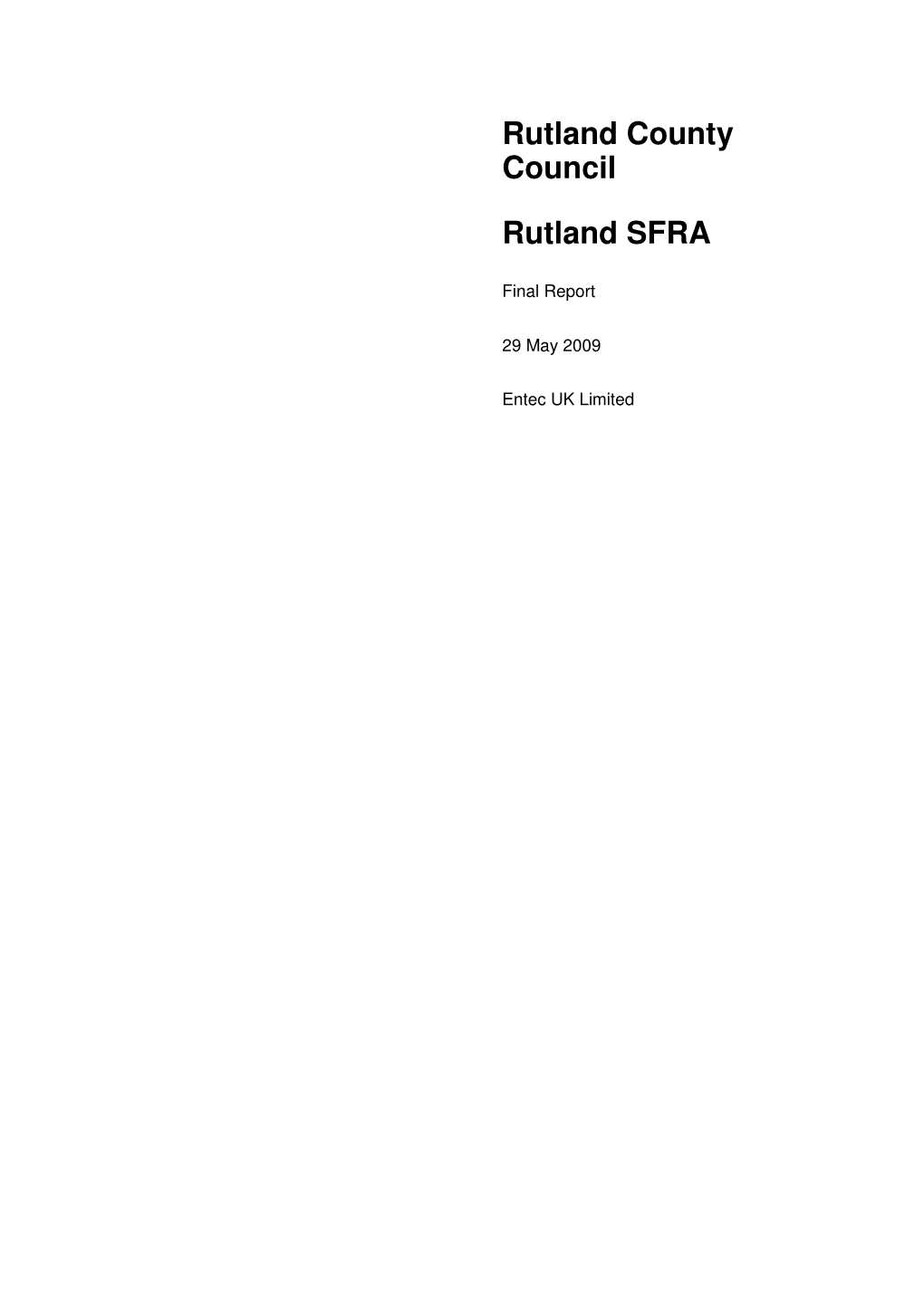 Strategic Flood Risk Assessment (SFRA) for Rutland County Council