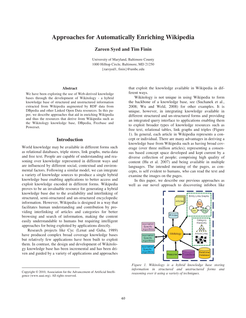 Approaches for Automatically Enriching Wikipedia