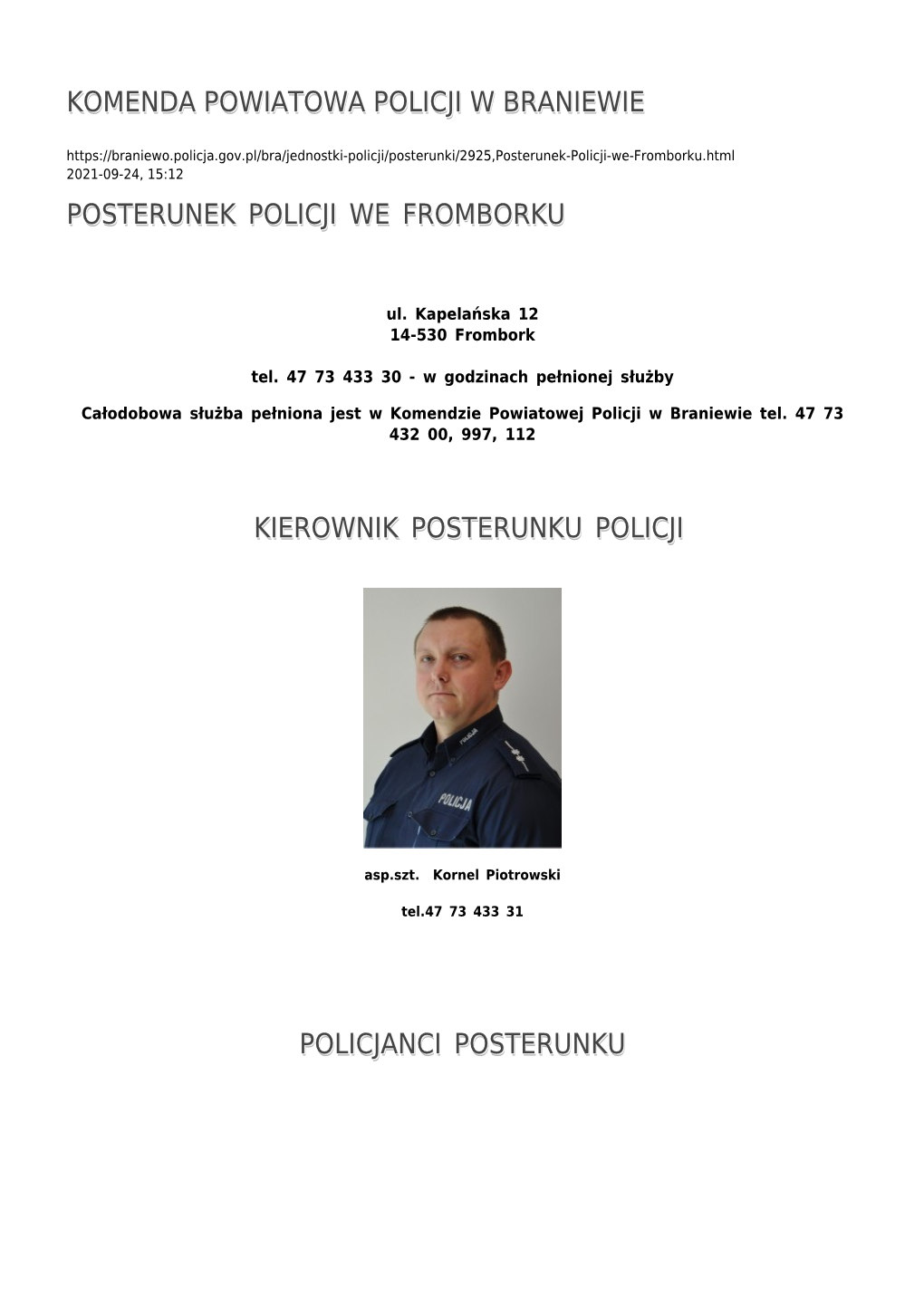 Komenda Powiatowa Policji W Braniewie