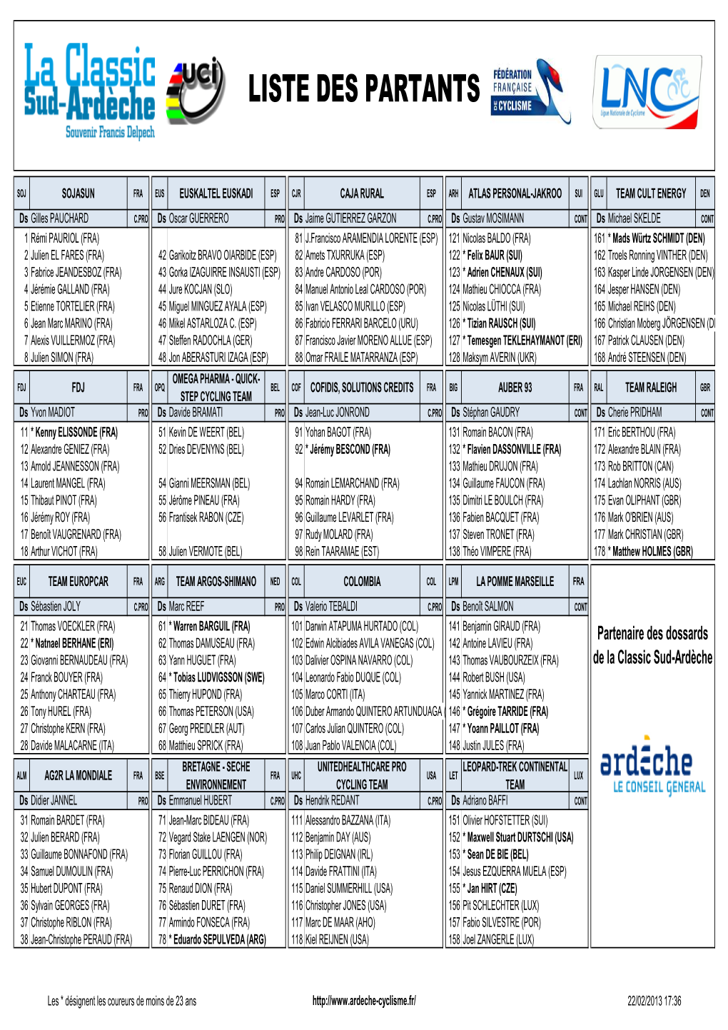 Liste Des Partants