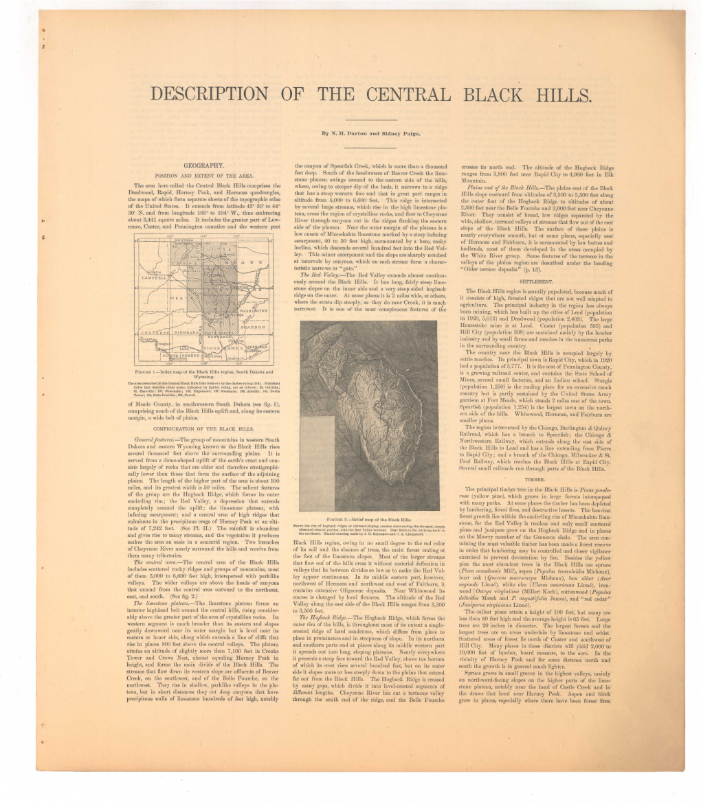 Description of the Central Black Hills