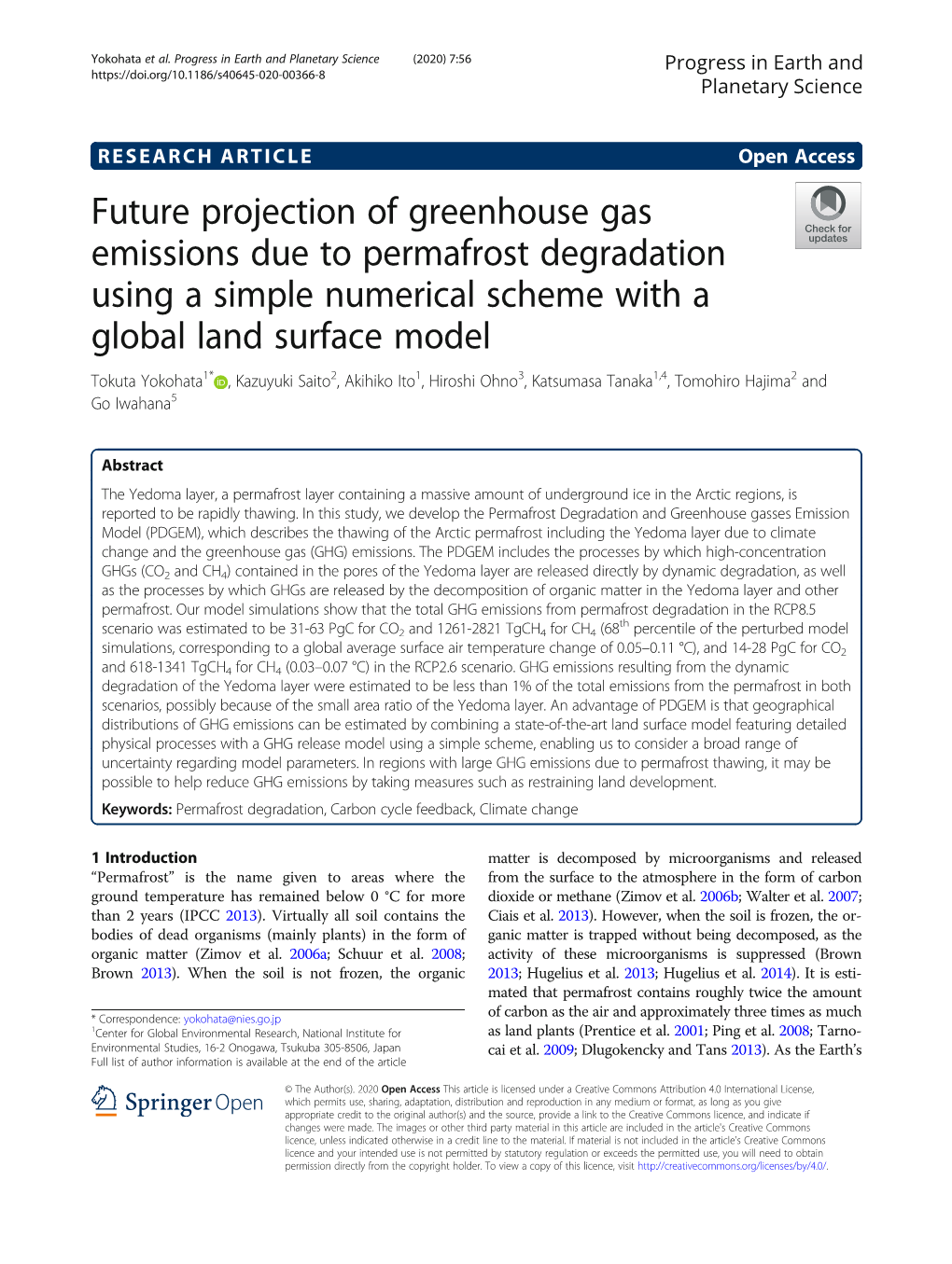 Future Projection of Greenhouse Gas Emissions Due to Permafrost