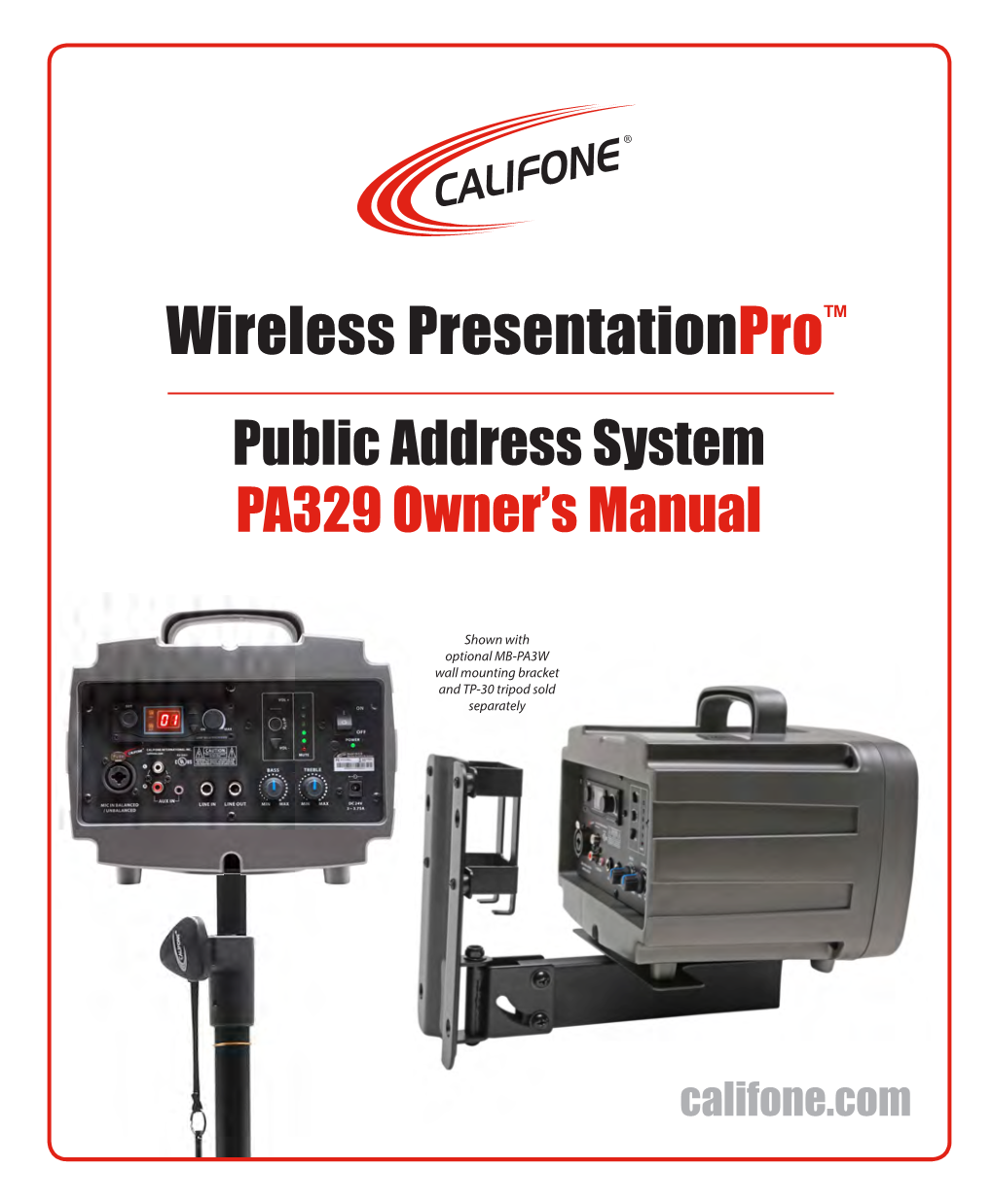 Wireless Presentationpro™ Public Address System PA329 Owner’S Manual