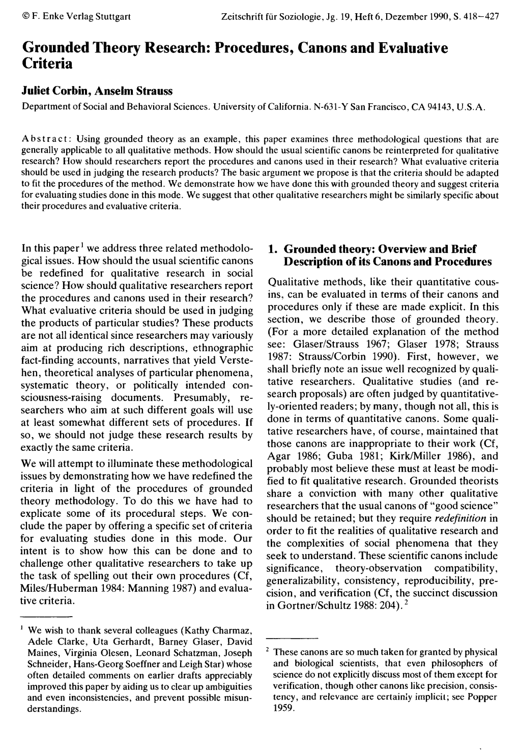 Grounded Theory Research: Procedures, Canons and Evaluative Criteria