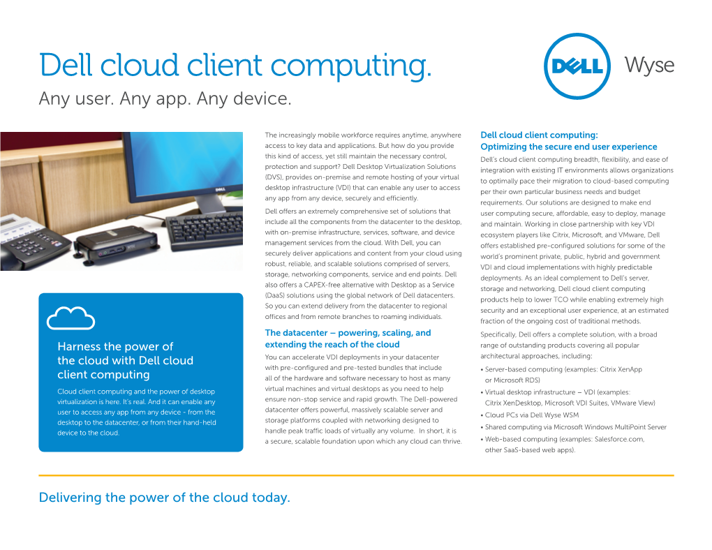 Dell Cloud Client Computing. Any User