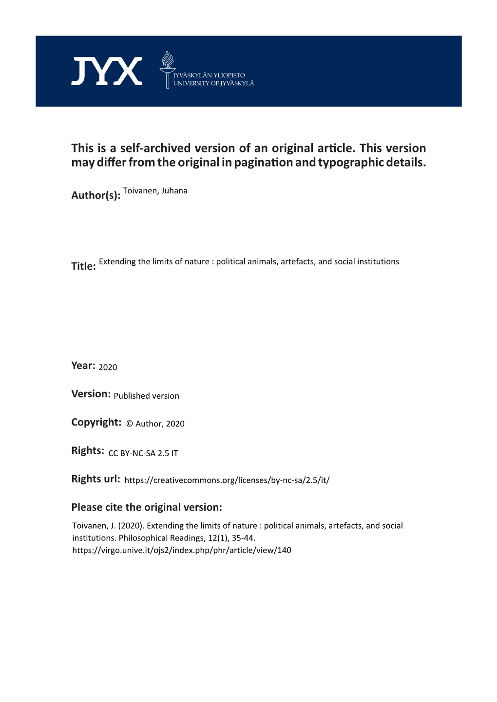 This Is a Self-Archived Version of an Original Article. This Version May Differ from the Original in Pagination and Typographic Details