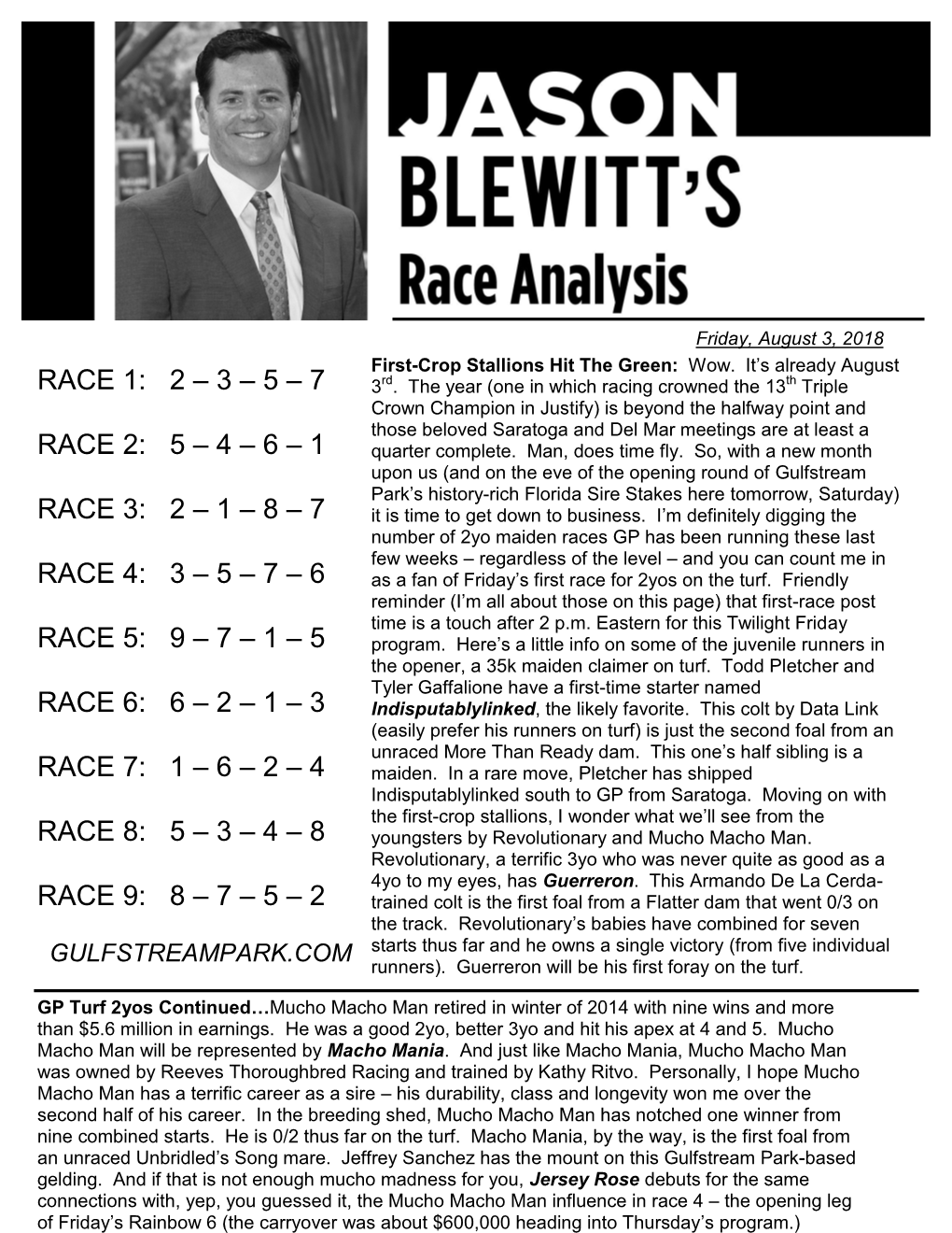 RACE 1: 2 – 3 – 5 – 7 3 Rd