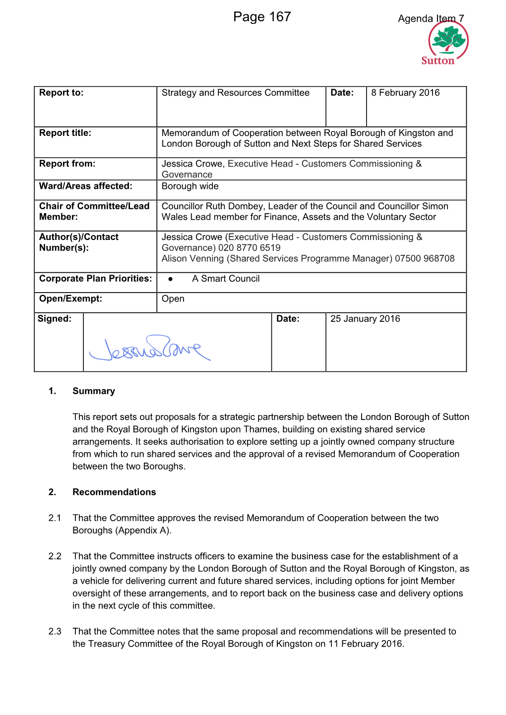 Memorandum of Cooperation for Royal Borough of Kingston and LB