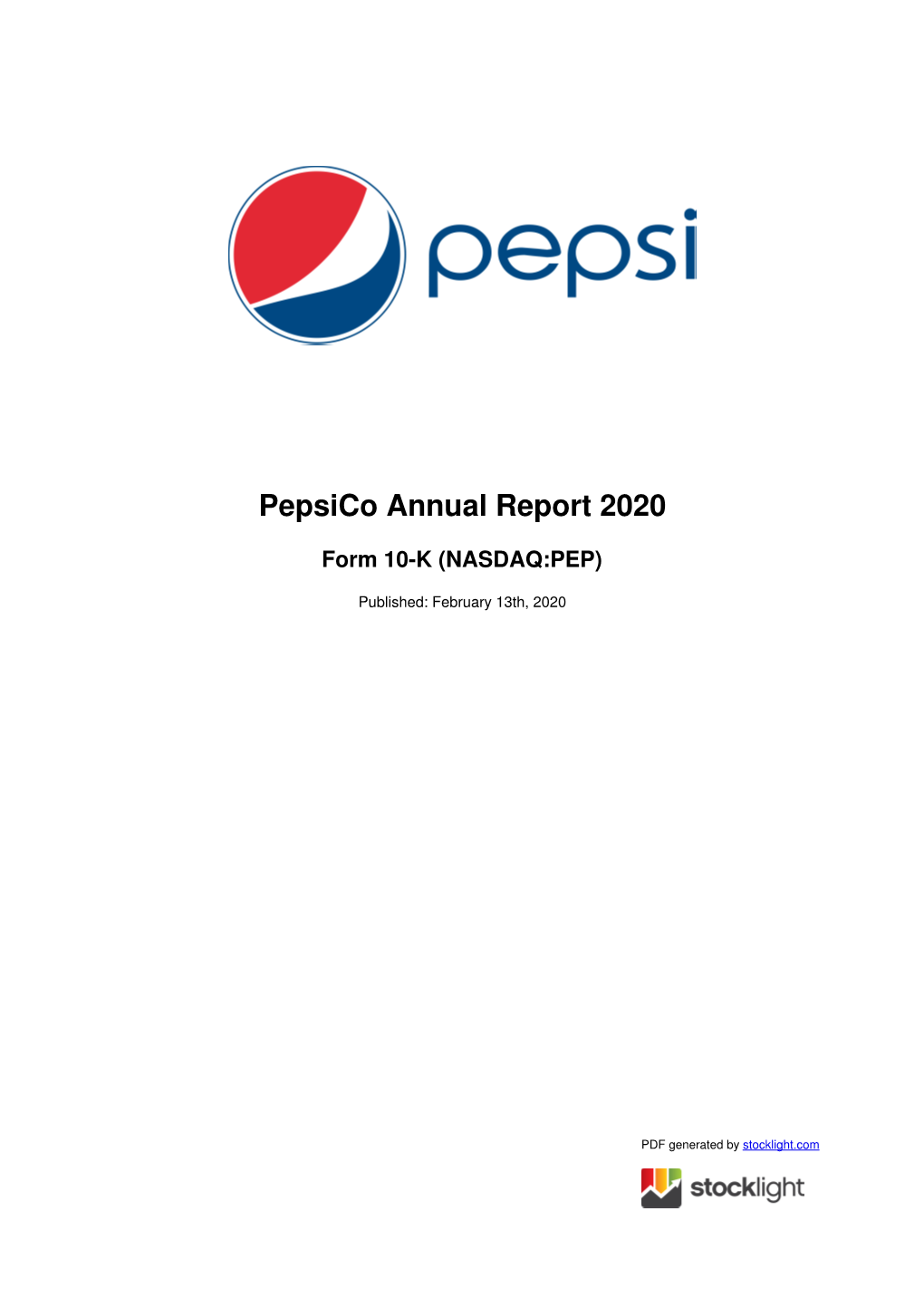 Pepsico Annual Report 2020