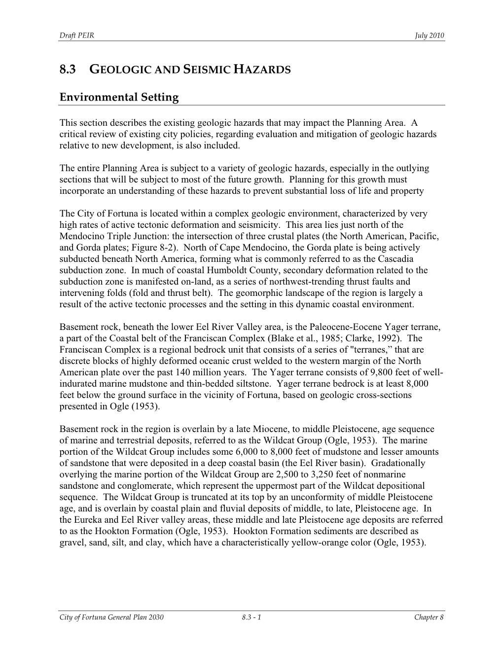 8.3 Geol and Seismic Hazards