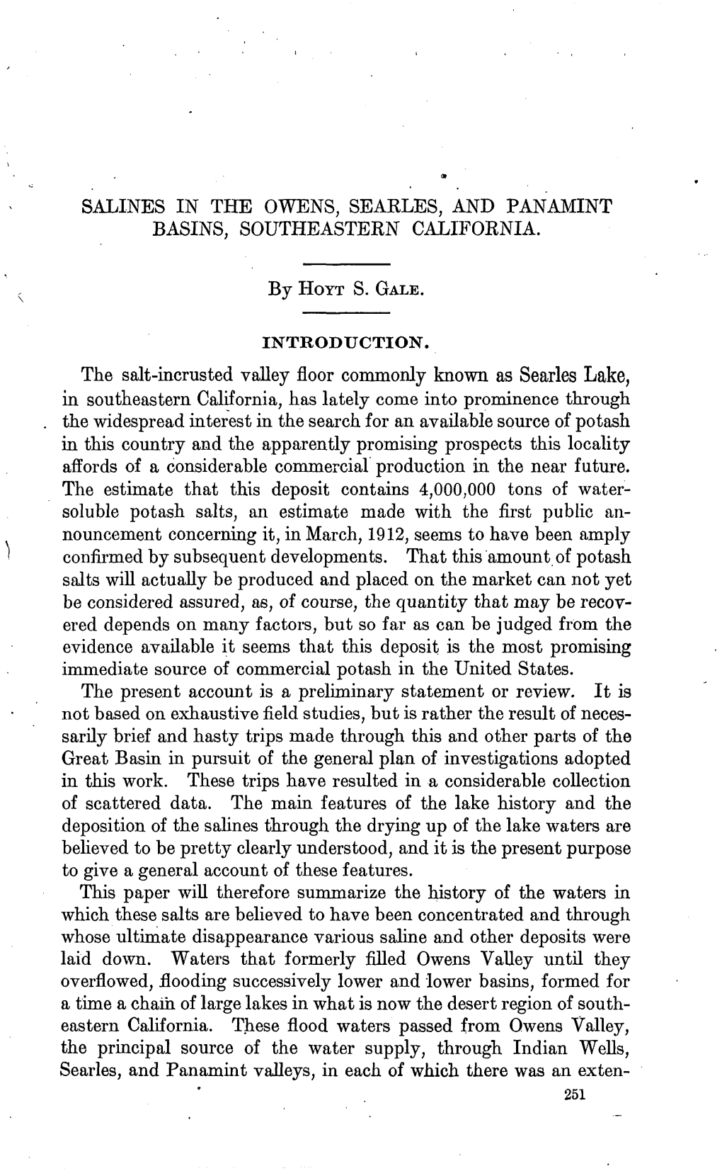 Salines in the Owens, Searles, and Panamint Basins, Southeastern California