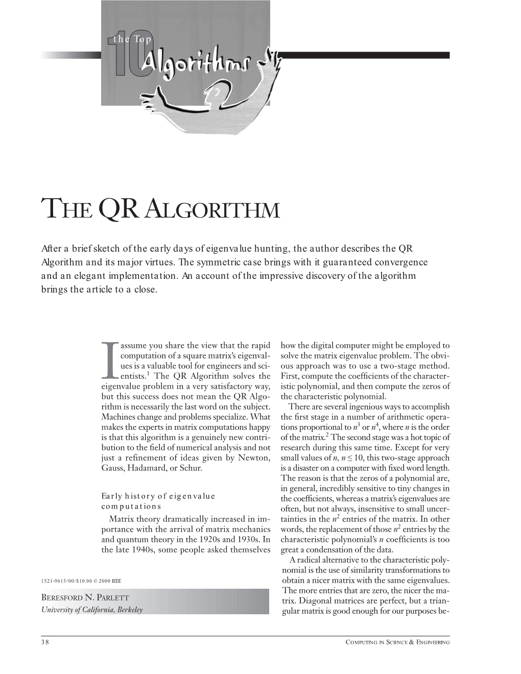 The Qr Algorithm