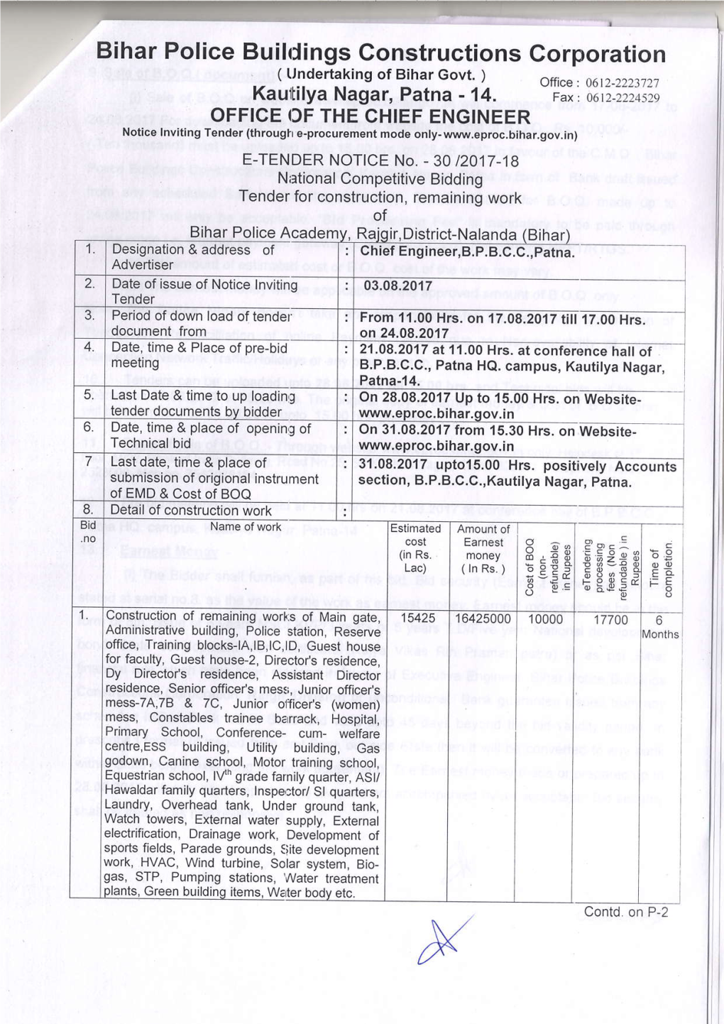 Bihar Police Buikjings Gonstructions Corporation ( (Rndertaking of Bihar Govt