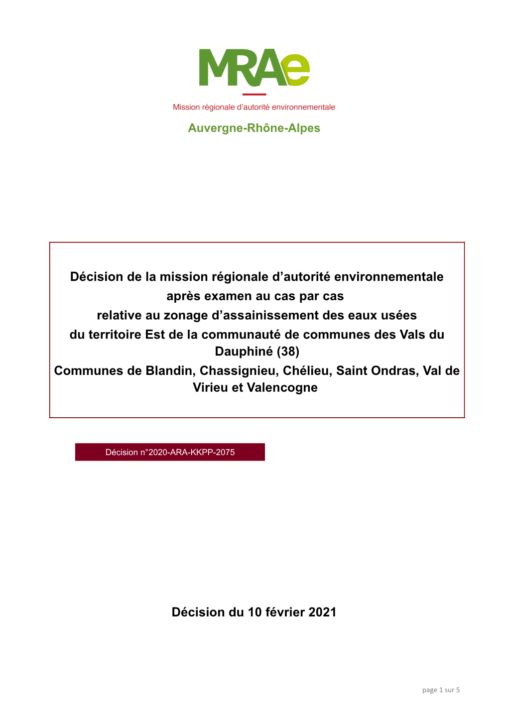 Décision De La Mission Régionale D'autorité Environnementale